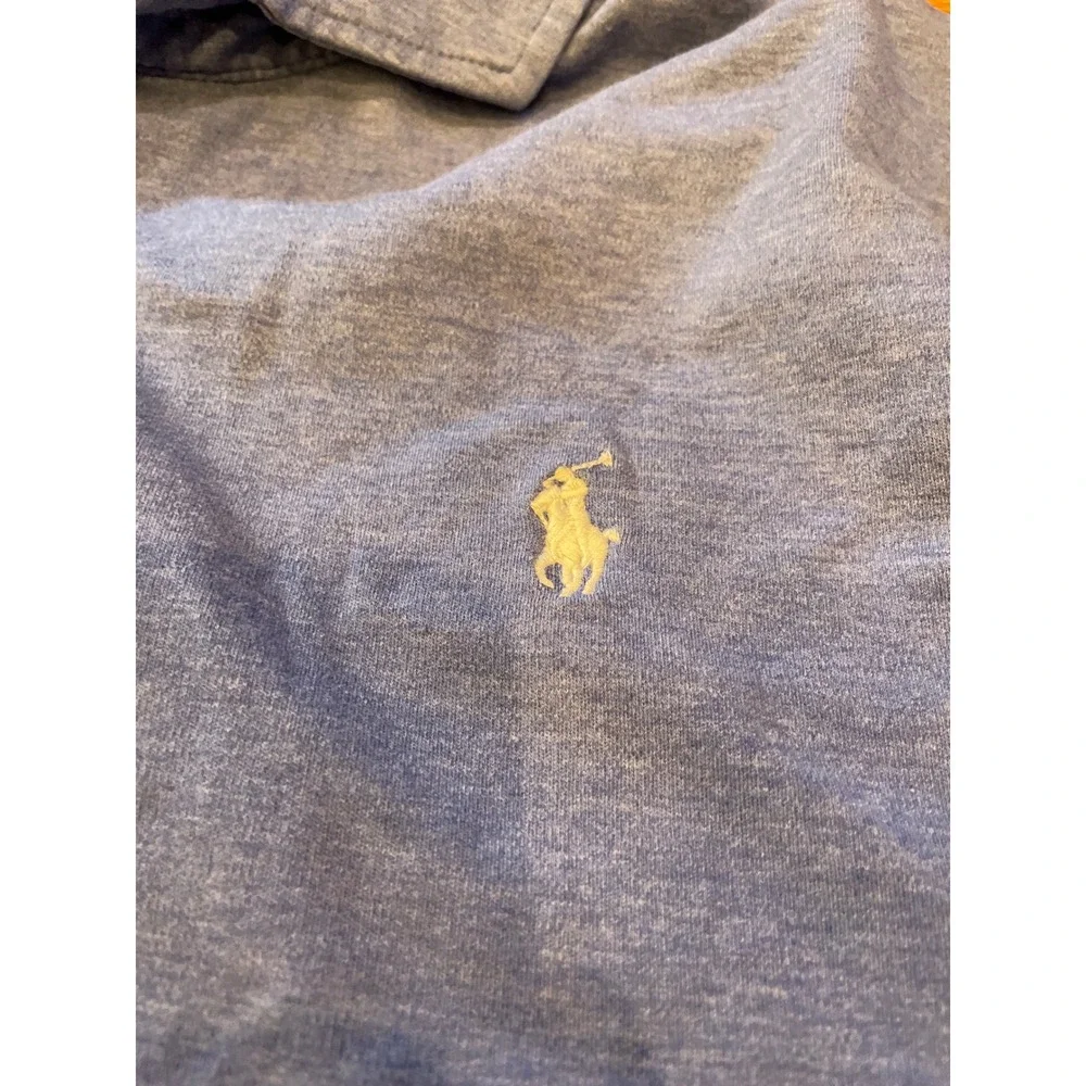 Polo Ralph Lauren Men's Polo‎ Shirt Large Blue Classic Fit Heather White Pony